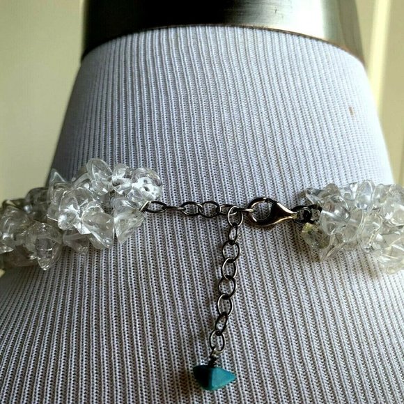 17'' Three Strands Crystal/Turquoise Necklace - Picture 3 of 5